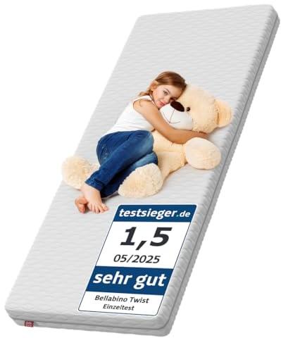 Bellabino Twist Kindermatratze 90x190 cm, 11 cm hoch, waschbarer Bezug, H2 | Matratze Kinderbett, Hochwertige Kaltschaummatratze, Jugendmatratze, mit abnehmbaren & waschbarem Bezug, allergikerfreundlich