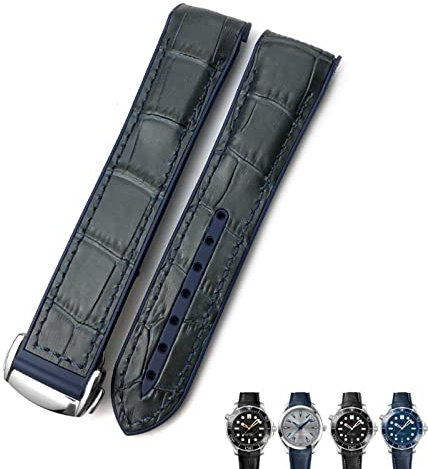 EKSIL Gummi-Lederarmband für Omega Seamaster 300 Speedmaster AT150 HydroConquest Sportarmband, 21 mm / 22 mm, 19 mm / 20 mm, 21 mm, Achat