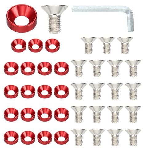 PATIKIL Kit De Arandelas Avellanadas M10, 20 Piezas De Aleación De Aluminio Con Cabeza Plana Para Accesorios Mecánicos, Modelos DIY, Rojo Vino