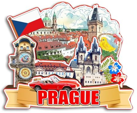 Quwsne Kühlschrankmagnet Prag Tschechischer Kühlschrankmagnet Stadt Reise Souvenirs Touristengeschenke 3D klassische Sehenswürdigkeiten handgefertigt Handwerk Heimdekoration -3900