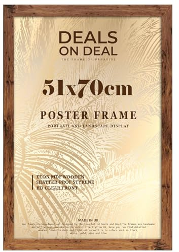 DEALS ON DEAL® Poster Frame 51x70cm Photo Picture Frame Jigsaw Puzzle | Mdf Wooden 51 x 70 cm | Large 510 x 700 mm | for Home Office Livingroom-Rustic