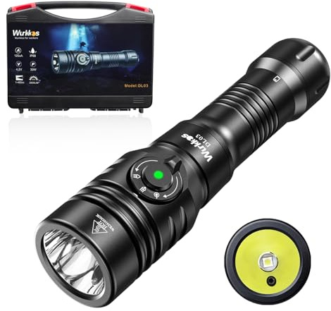 Wurkkos DL03 Dive Light, 2800 Lumens Scuba Diving Light, 1000M Green Beam and White Combo with Power Indicator, Type-C Rechargeable, IPX8 Waterproof for Night Dive Training Instructor Cave Exploration