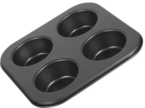 INOOMP 4-Grid Non-Stick Muffin Baking Tray Black Cupcake Molds Oven Tray for Home Baking