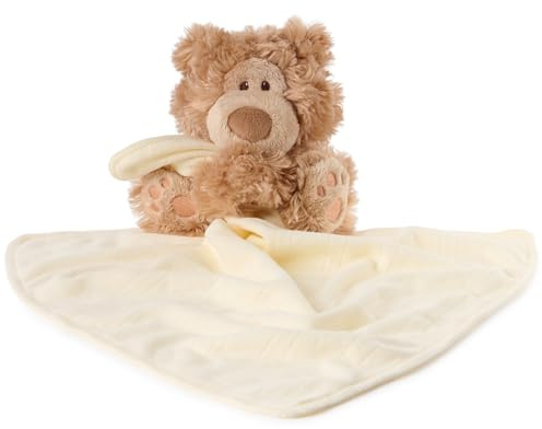 GUND Baby Philbin Plush Lovey, Teddy Bear with Baby Blanket, Stuffed Animal Sensory Toy, Brown, 14”