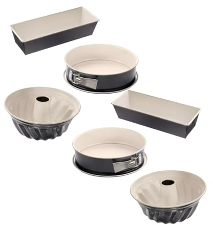 Dr. Oetker 9331150 Backform Set mit 3 Backformen, Vermissform, Springform, Kuchenform, Kastenform, Brotform, Gugelhupfform, Antihaftbeschichtung, Stahl, Keramik