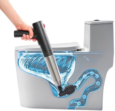 Electric Toilet Plunger, High Pressure Toilet Plunger for Unblocking with 3 Replaceable Plunger Heads and Real Time Barometer, Drain Unblocker Tool, for Bathroom Toilet Sink Floor Use