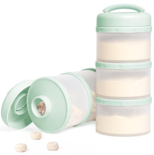 Termichy Mjölkpulver portionskopa baby, stapelbar mjölkpulverförvaringslåda, 2 stycken (ljusgrön)