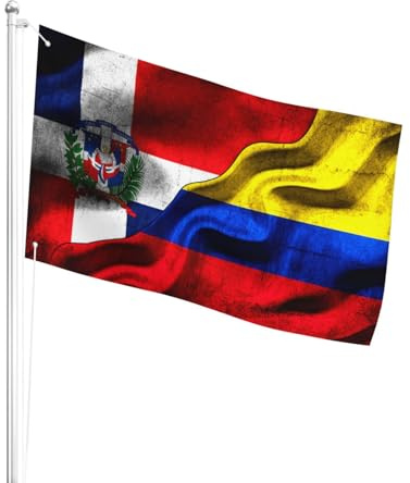 Color Vivo Bandera De Terraza República Dominicana Colombia Colombia Banderas Piratas Reforzada Bandera Del Patio Para Jardín, Coche, Decorativo, 3X5 Ft