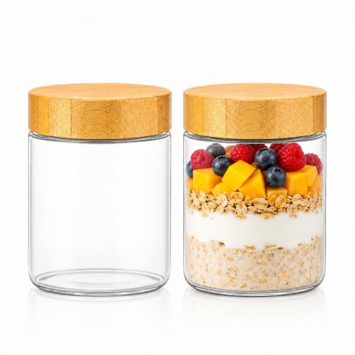 2 Stück 500ml Mehrzweck Einmachgläser mit Schraubdeckel, Meal Prep Gläser für Overnight Oats, Luftdichte Gläser für die Aufbewahrung, Marinieren und Vorbereitung von Mahlzeiten Mehrzweck Mason Jar