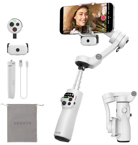 ZHIYUN Smooth Q5 Ultra Combo [Officiel] Stabilisateur Smartphone, Suivi IA, Commande Vocale, Télécommande, éclairage Appoint/Tige Extension/Trépied Intégrés, Autonomie de 13.5h, Gimbal Téléphone, Volg