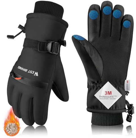 CYCLESPEED Winterhandschuhe Wasserdicht 3M Thinsulate Warme Touchscreen Skihandschuhe für Herren Damen, Fahrradhandschuhe,Winddicht Handschuhe für Ski,Wandern,Radfahren,Snowboarden(Black, M)