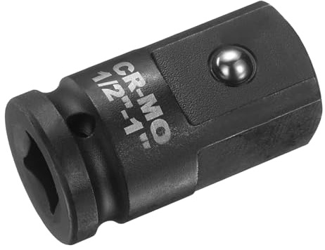sourcing map Impact Socket Adapter 1/2 Female to 1 Male Square Drive Increaser Standard SAE CR-MO Steel Converter Impact Driver Ratchet Wrench Breaker Bar Conversion, Black