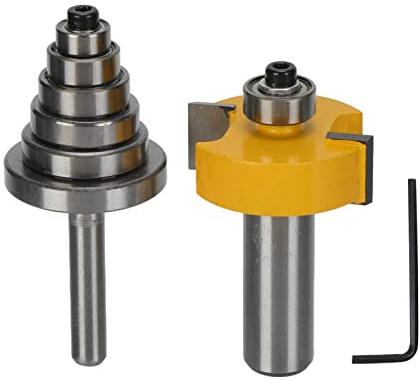 Xiuganpo Juego de Brocas para Enrutador de Rebaje - Fresa de Acero de Tungsteno Duradera para Puertas de Gabinetes y Herramientas para Tallar Ventanas - Amarillo Plateado 2 Juegos Cortador de Ranura