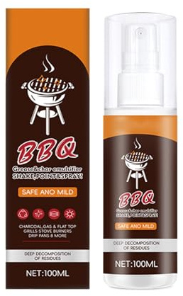 DAWCBVJQ Nettoyant pour Gril De Cuisson | Nettoyant Profond pour Grille De Barbecue 100ml,Spray De Nettoyage pour Gril,pour Poêles, Plaques De Cuisson, Hottes, Plateaux De