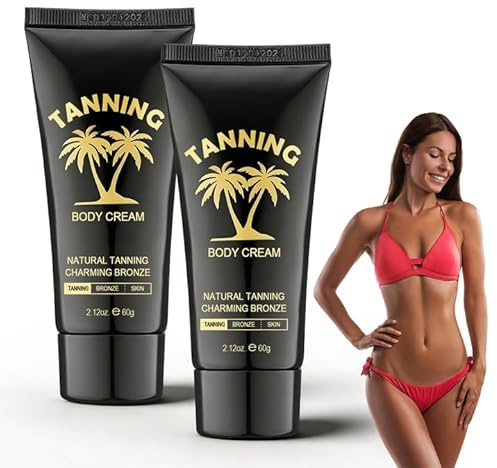 2 x 60g Crème Bronzante avec Accélérateur de Bronzage, Autobronzant pour Soleil et Corps, Teint Hâlé Rapide et Longue Tenue - Soin Hydratant pour Tous Types de Peau