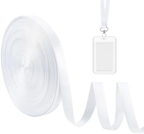 NBEDAS 100m Weiß Polyester Sublimation Gurtband, Wärmeübertragung druckbare Blank Strap Roll für Lanyards ID Badges Nähen DIY Bastelprojekte, 25mm
