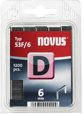Novus platta trådklämmor 6 mm, 1 200 häftklamrar av typ 53 F/6, optimalt häftmedel för folie, etiketter, papper
