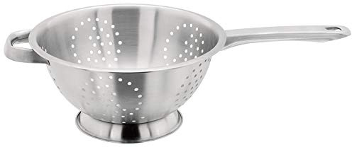 Judge Large Satin Stainless Steel Colander 24cm, Long Handle and Helper Handle, Dishwasher Safe
