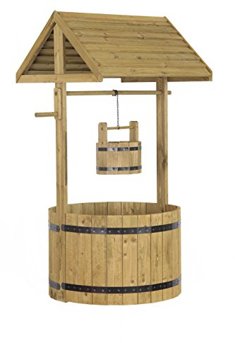 Outdoor-Pflanzkübel von Smart Garden aus massivem Kiefernholz im Stil eines Wunschbrunnens mit Blumenornament