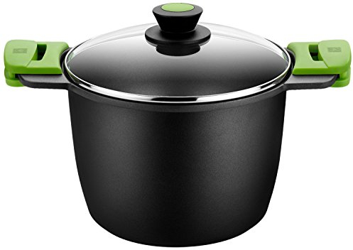 BRA Prior Olla Alta con Tapa de Cristal y Asas de Silicona, 24 cm, Aptas para Todo Tipo de Cocinas Incluida Inducción