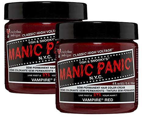 MANIC PANIC Classic Vampire Red Semi Permanent Hair Color - Deep Blood Red Hair Dye for Women & Men That Lasts 4-6 Weeks - Vegan, Ammonia & Cruelty-Free - Create & Mix Custom Shades (4oz / 2pk)