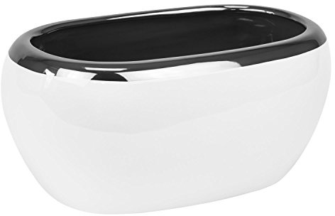 Modern design cache-pot en ceramique Moon 28 cm blanc et argent couleurs