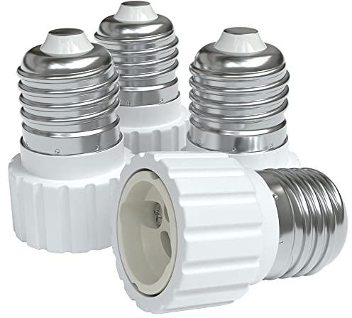 EAZY CASE 4X Lampensockel Adapter - Konverter für E27 Fassung auf GU10 Lampenadapter für LED-/Halogen- und Energiesparlampen Sockeladapter, Weiß