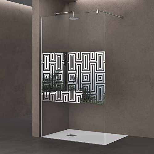 Sogood Paroi de douche à l'italienne 120cm Bremen02DM pare douche avec stabilisateur rond verre de sécurité 10mm revêtement NANO 120x200cm