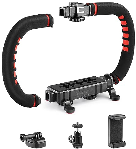 Zeadio Camera Smartphone Stabilizer, Handle Grip Handheld Video Rig, Compatibility with All Camera, Camcorder, DSLR and for All iPhone and Android Smartphones