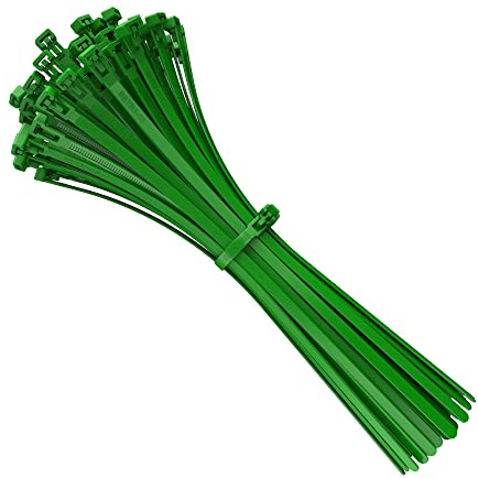 intervisio Kabelbinder Wiederverschließbar, 200mm x 7,6mm, 100 Stück, Grün, Wiederlösbar, Wiederverwendbar