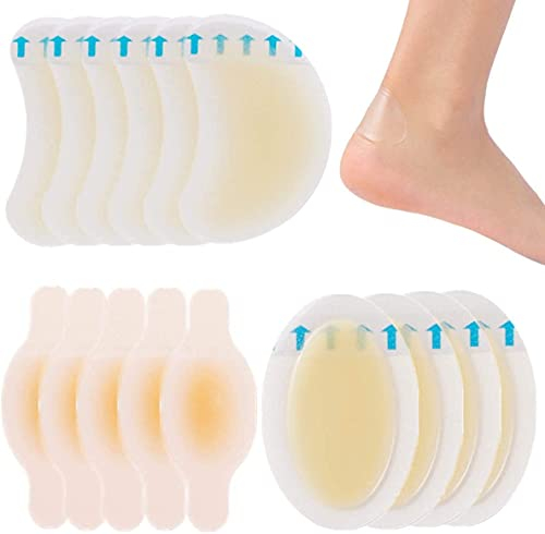 Blasenpflaster, Hydrokolloid Gel Blisterbandage Wasserdichte Pflaster Selbstklebend Pflaster für Finger, Zehen, Vorfuß und Ferse, 15 Stück