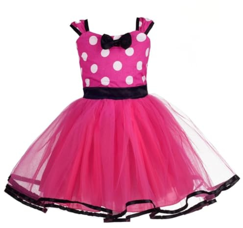 Lito Angels Girls Polka Dot Tulle Costume, Hot Pink, Age 2-3 Years | Polka Dot Bodice, Layered Tulle Skirt, Bow Headband, Fancy Dress Up, Halloween Costume, Birthday Party