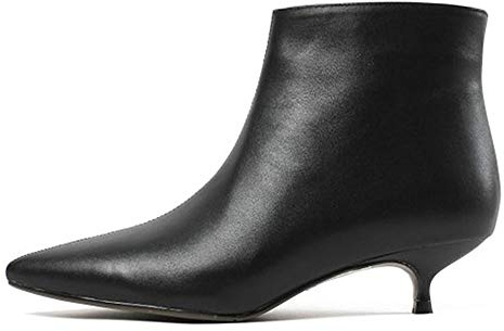 Lutalica W Moda Donna Pizzo Opaco Pelle Chiusura con Cerniera Comfort Basso Tacco Kitten Stivali, Nero , 43 EU
