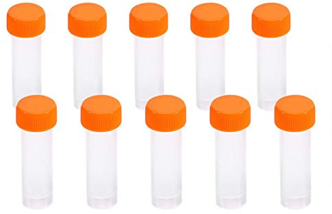 10 Stück 5ml Reagenzgläser Kunststoff Transparentes Zentrifugenröhrchen Gefrorene Röhrchen mit Schraubverschluss Plastikröhrchen Abgestuften Markierungen