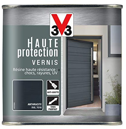 V33 Vernis extérieur Haute protection Gris anthracite brillant 0,75 L
