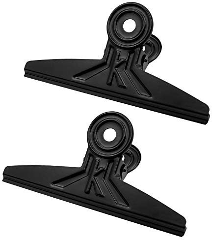 Coideal extra stora tjurklämmor svart, 2 st 20 cm rostfritt stål enorm XL pärm pappersklämmor klämmor (7 7/8 tum)