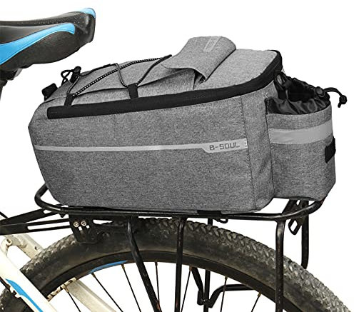 ZTZ Bike Rack Bag, Bicycle Rear Rack Storage Luggage, 8L Insulated Trunk Bag, Waterproof with Reflective Stripes (Grey)
