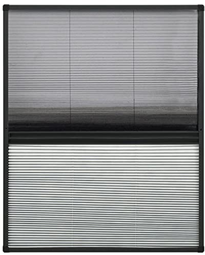 Tidyard Insektenschutz mit Jalousie Plissee für Fenster Fliegengitter Dachfenster Mückenschutz Sonnenschutz Sichtschutz Aluminium 60x80cm