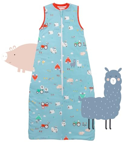 schlummersack Schlafsack Baby Sommer 100% Bio 110 cm dünn Bauernhof | Babyschlafsack Sommer 1.0 Tog 1 Tog Baby Schlafsack Bio Baumwolle | Schlafsack Baby Baumwolle Sommer