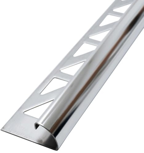 Dalsys Fliesenschiene Viertelkreis 250cm x 8mm Edelstahl poliert | Kantenschutzschiene für Fliesenkanten, Übergang zu Naturstein oder Feinsteinzeug, Fugenabschluss, rostfrei