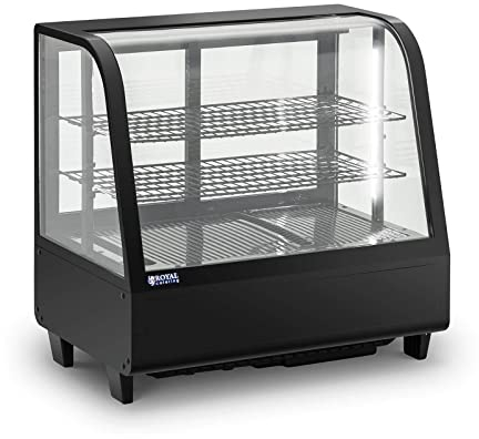 Royal Catering RCCC-100-BT Kühlvitrine 100 L 3 Ebenen schwarz Kühltheke Kuchenvitrine Kuchentheke Kalte Theke