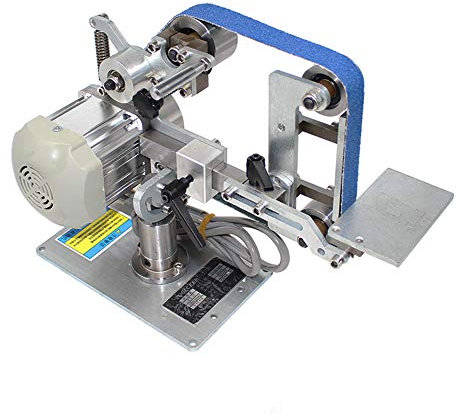 LeTkingok 550W Kleine Bandmaschine mit Bürstenlosem Motor, 762X25MM Bandschleifer, Polierer, Spitzer, Polierschleifmaschine, Fester Winkel, Offen