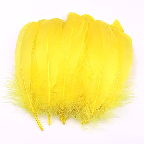 100 Stück Bunte Feder zum Basteln Naturfedern Gänsefedern Indianer Bastelfedern für DIY Kunstwerk Masken Hüte Ohrringe Haarschmucken Traumfänger Hochzeit Karneval Party Dekoration,12-18cm Gelb