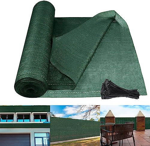 YRHome HDPE Zaunblende Sichtschutz 180cm Tennisblende Schattiernetz 150 g/m² Sonnenschutz Windschutz Schattier Gewebe mit Kabelbinder für Zaun Balkon Sportplatz Garten (1,8 x 10 m, Dunkelgrün)