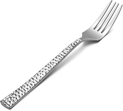 HaWare Hammered 12 Pieces Dinner Forks Set, Stainless Steel 7.9 Silverware for Home/Kitchen/Restaurant, Classic Elegant Design, Mirror Polished, Dishwasher Safe