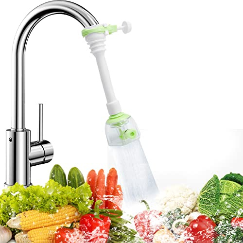 Faucet Kitchen Tap Adapter, Uooker Kitchen Sink Faucet Sprayer Tap Attachment, Anti-Splash Flexible Tap Extender, Adjustable Sprayer Head Water Saving Tap Aerator for Home Kitchen Bathroom(Green)