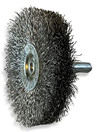 Brosse rotative circulaire métallique à tige Ø 60 mm | Fil inox souple Ø 0,20 mm | Epaisseur 12 mm | 2 rangs | Pour perceuse ou visseuse à mandrin | Kibros 2660IV12
