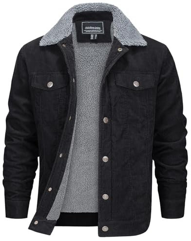EKLENTSON Men's Corduroy Jacket Sherpa Fleece Lining Coat with Pockets