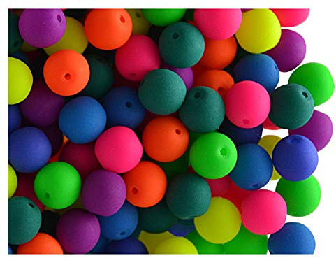 200 Stück Tschechische Glasperlen Rund Gepresst, 6 mm, Estrela NEON (UV aktiv), Mega Mix