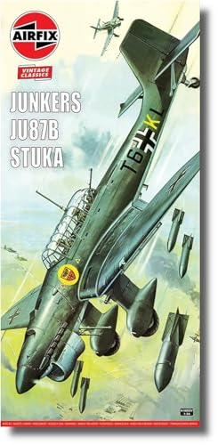Airfix Vintage Classics Set - A18002V Junkers Ju87B Stuka - Battle of Britain - Plastic Model Aircraft Kits for Adults & Children 8+, Set Includes 334 Pieces - 1:24 Scale Model Aircraft Sets